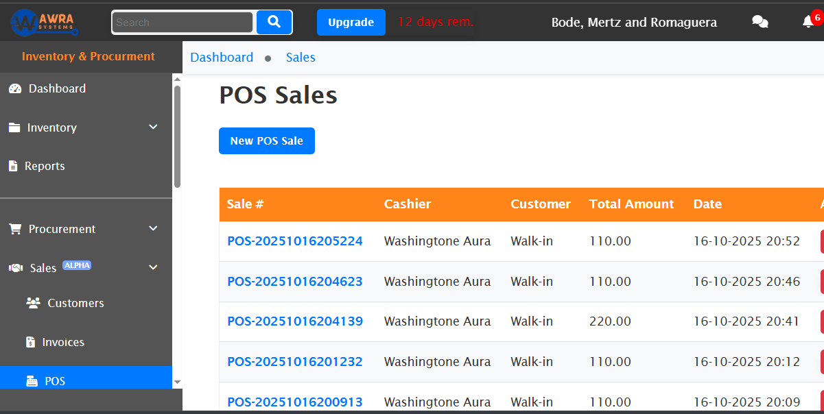 POS Analytics Dashboard